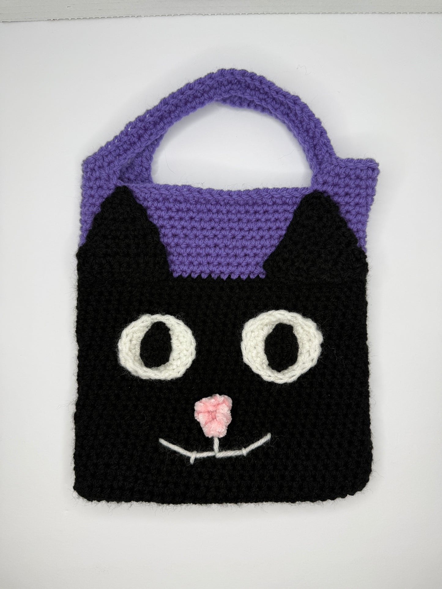 Crochet Halloween Black Cat candy bag