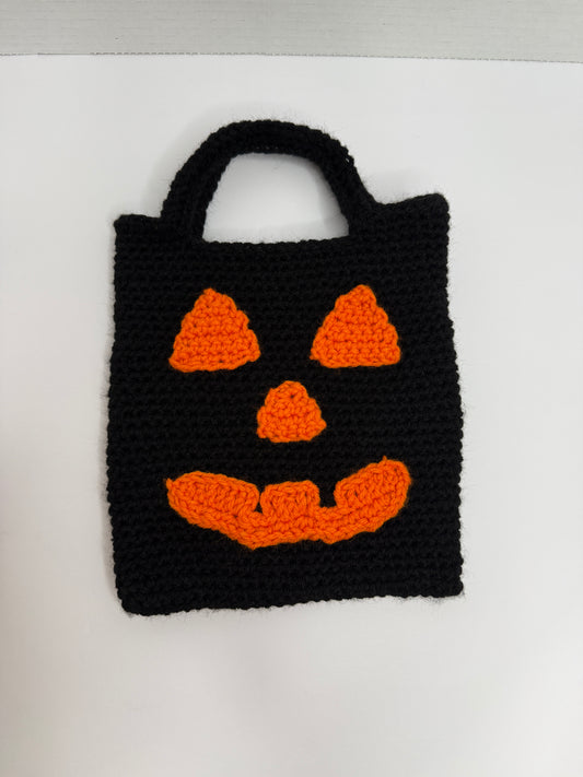 Crochet Jack-o’-Lantern Halloween candy bag